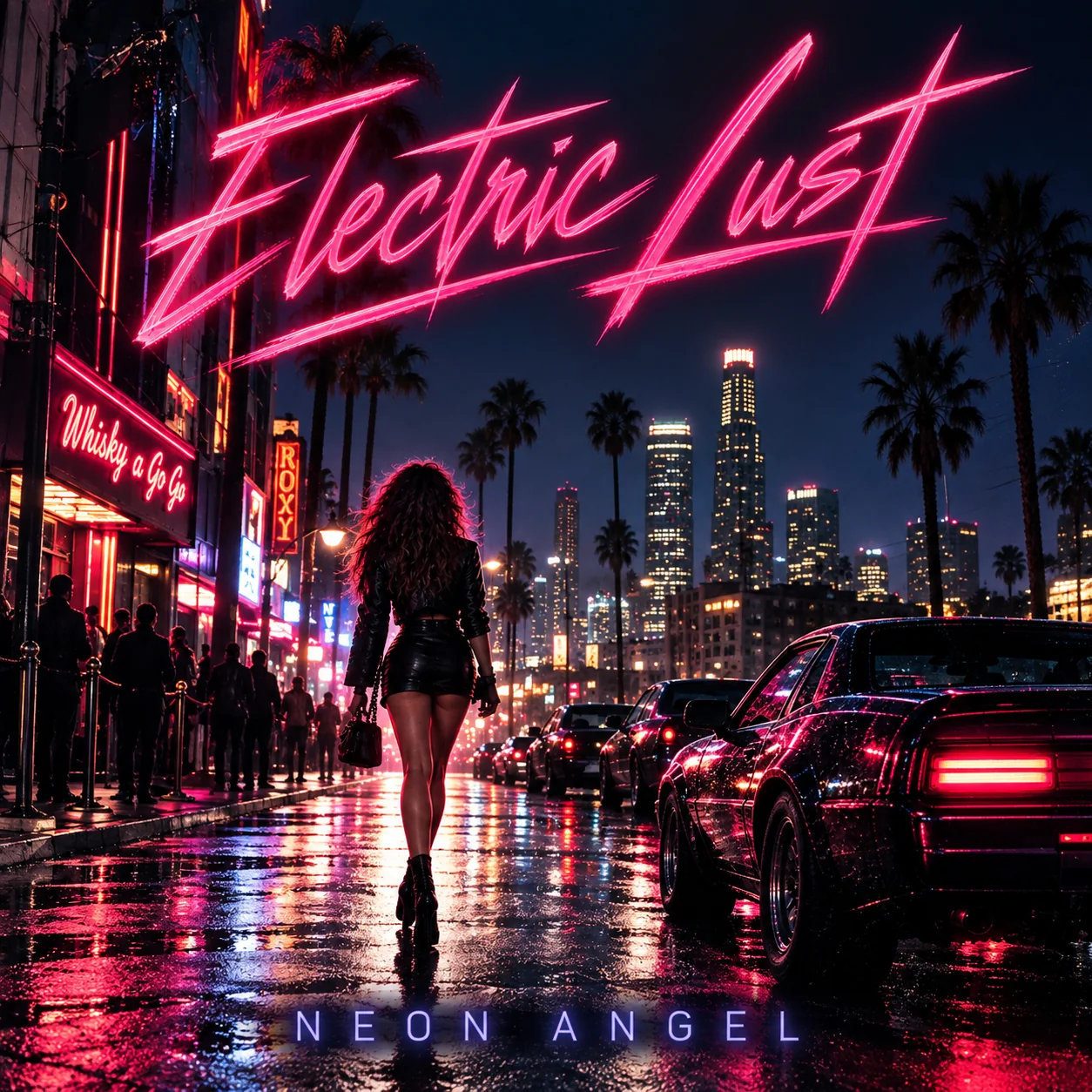 Neon Angel cover art: a figure walking down a neon-lit Los Angeles street